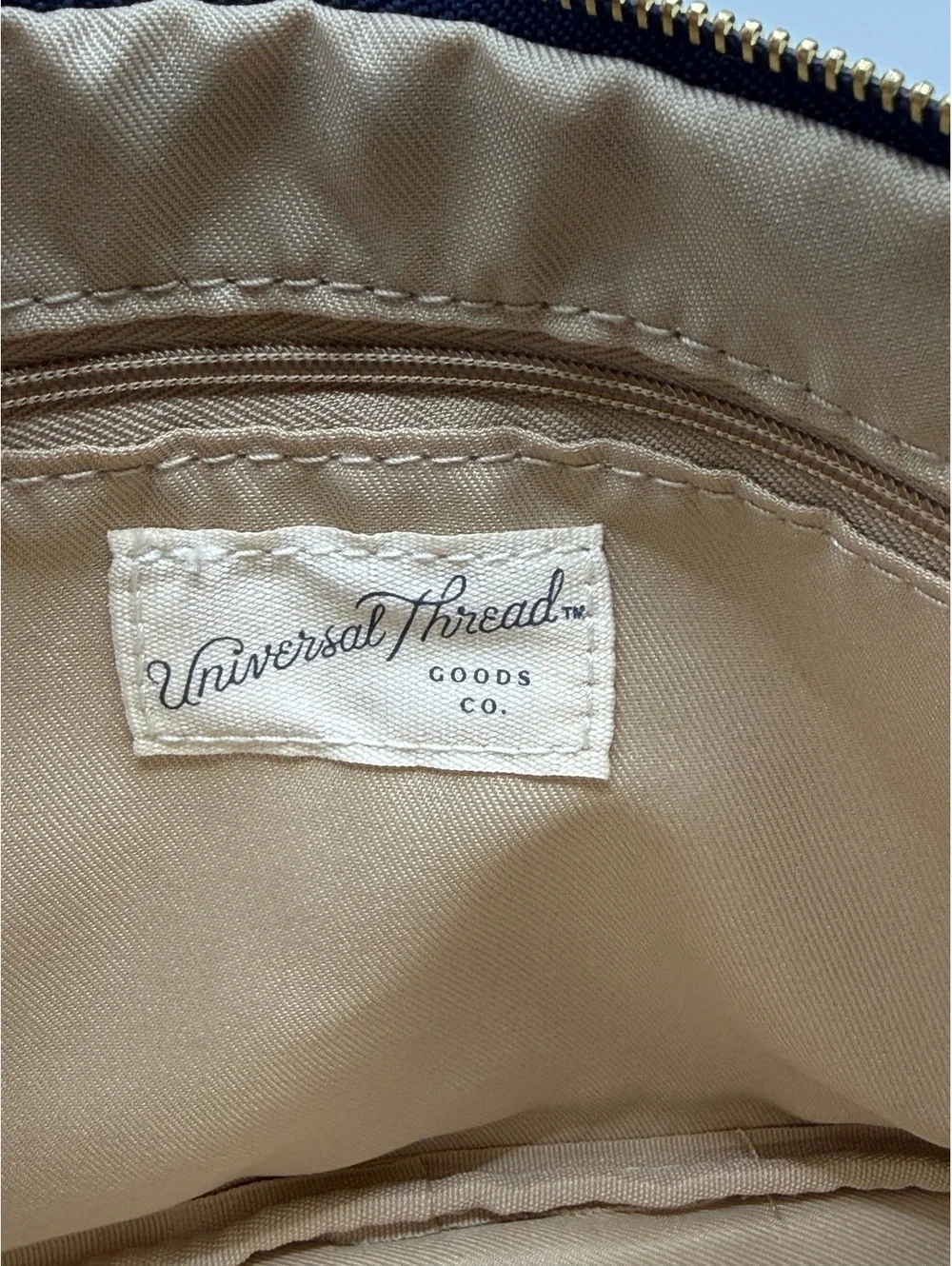 Universal Thread Striped Canvas and Faux Leather Zipper Poch
